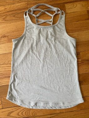90 Degree By Reflex Light Gray Crisscross Back Tank